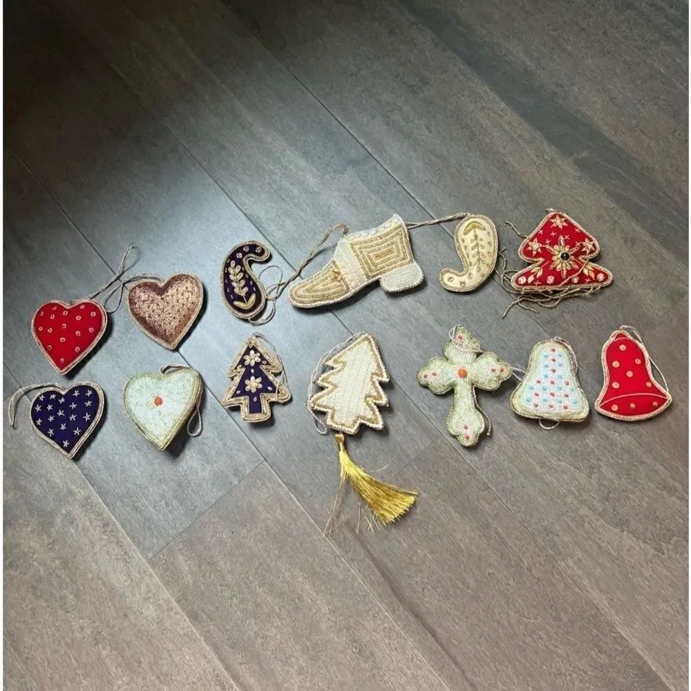 10 Purple Gold Thread Paisley Christmas Eid Holiday Ornaments